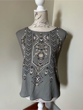 Reitmans Geo-Print Cap Sleeve Top